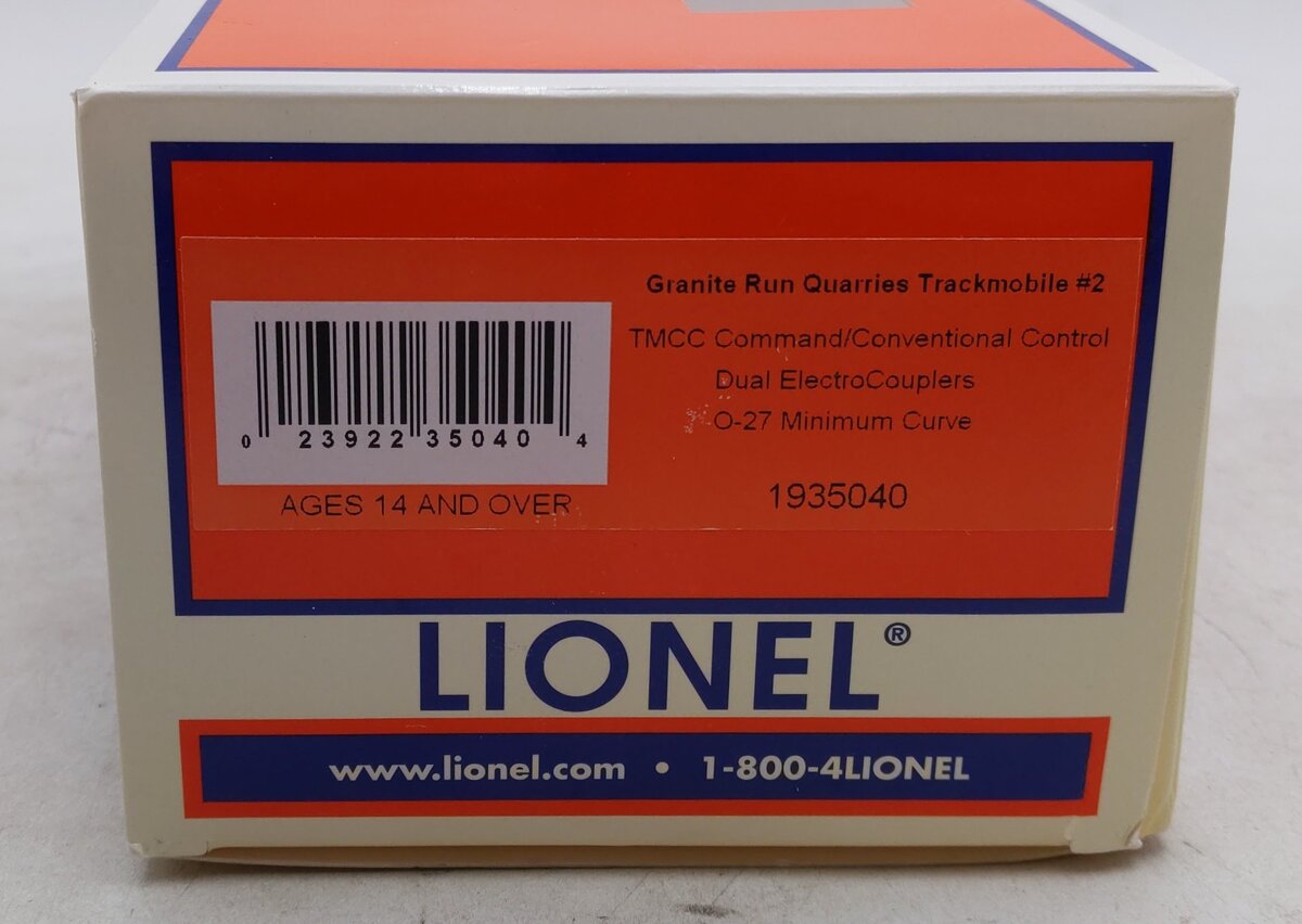 Lionel 1935040 O Gauge Granite Run Quarries TrackMobile EX/Box
