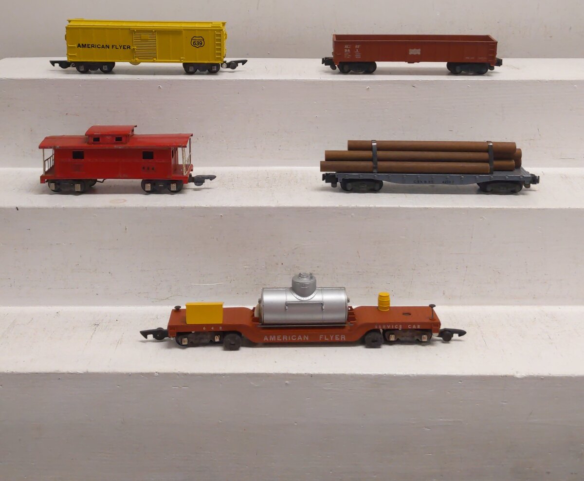 American Flyer Vintage S Postwar Freight Cars # 648, 928, 484, 941 & 639 [5] VG/Box