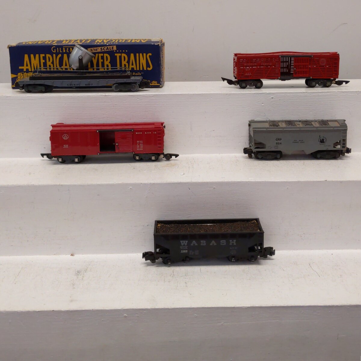 American Flyer Vintage S Freight Cars # 629, 924, 633, 934 & Custom Hopper [5]