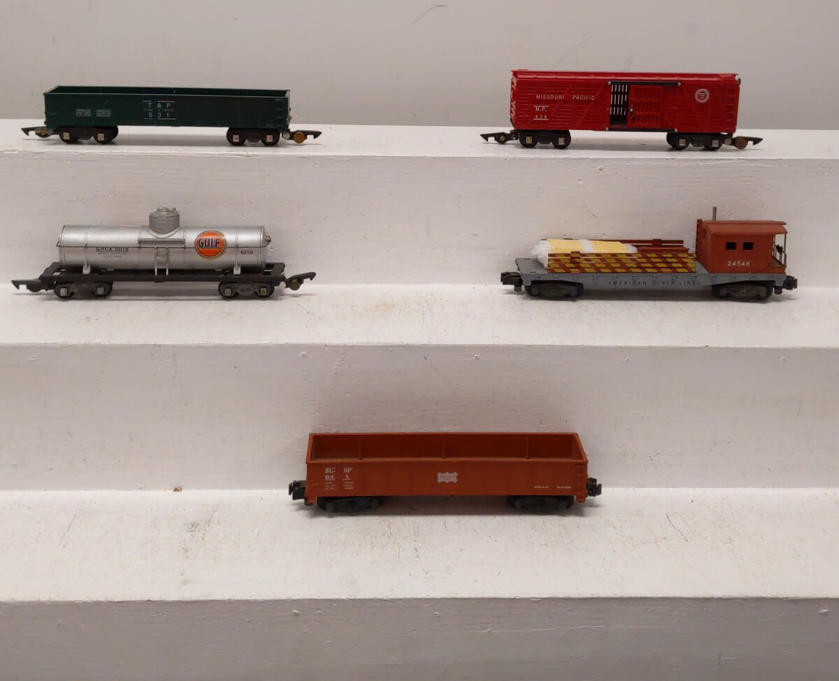 American Flyer Vintage S Postwar Freight Cars # 24546, 631, 629, 625G & 941 [5] EX