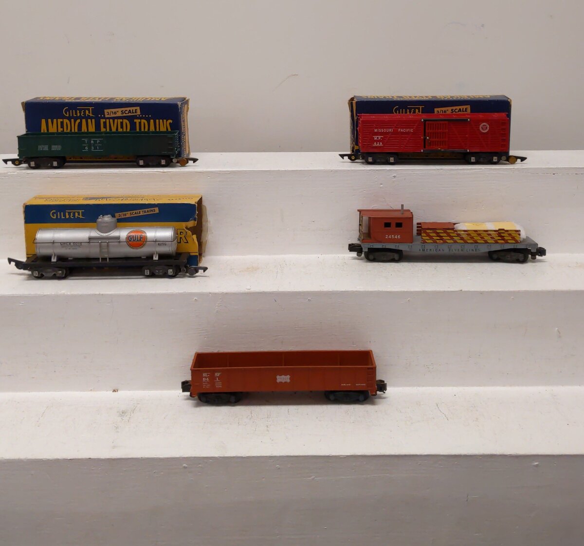 American Flyer Vintage S Postwar Freight Cars # 24546, 631, 629, 625G & 941 [5] EX