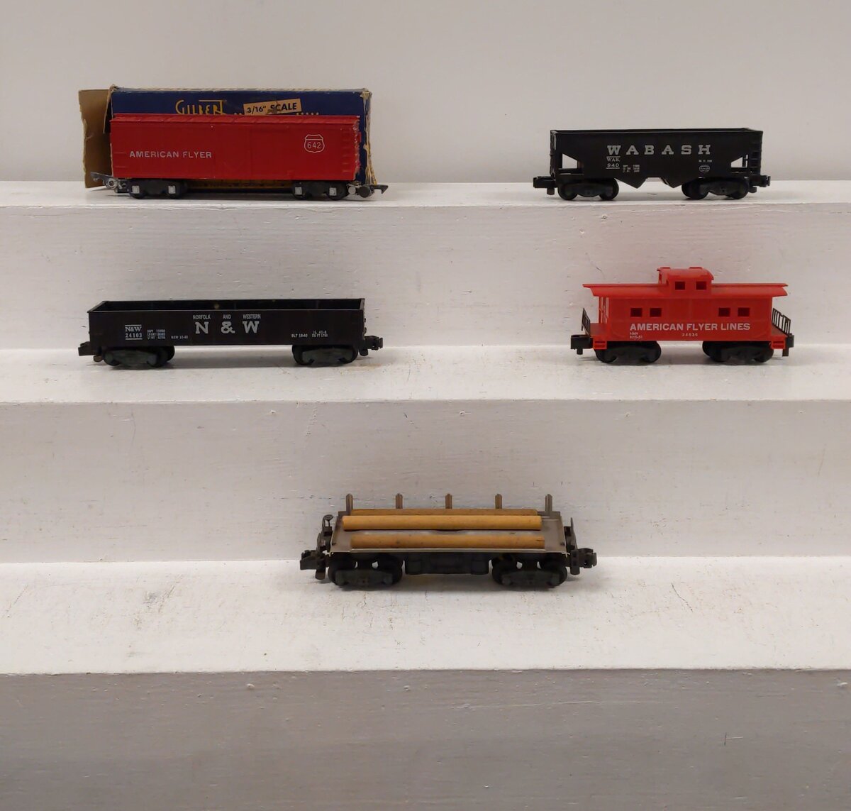 American Flyer Vintage S Postwar Freight Cars # 642, 714, 24103, 940 & 24636 [5] VG