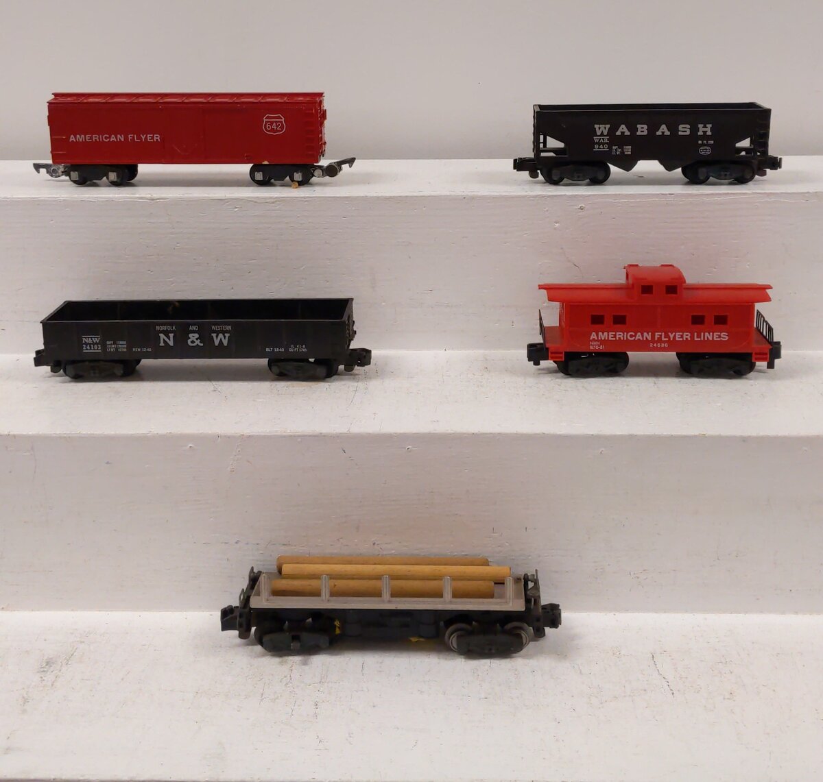 American Flyer Vintage S Postwar Freight Cars # 642, 714, 24103, 940 & 24636 [5] VG