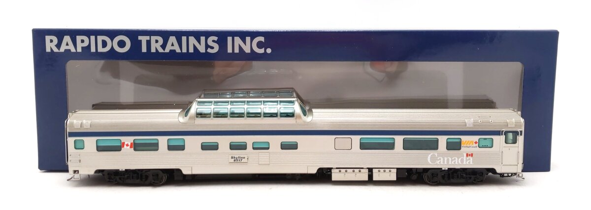Rapido Trains 116051 HO VIA Rail Canada Budd Mid-Train Dome Car #8517