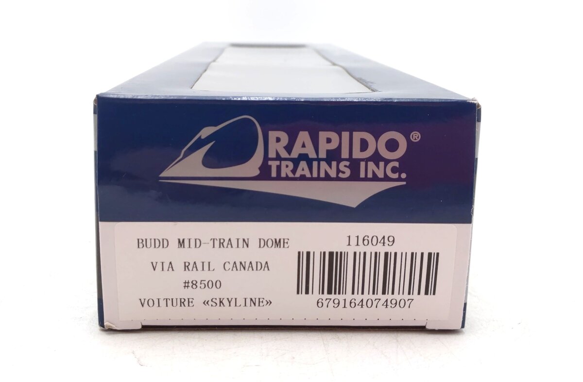 Rapido Trains 116049 HO VIA Rail Canada Budd Mid-Train Dome Car #8500