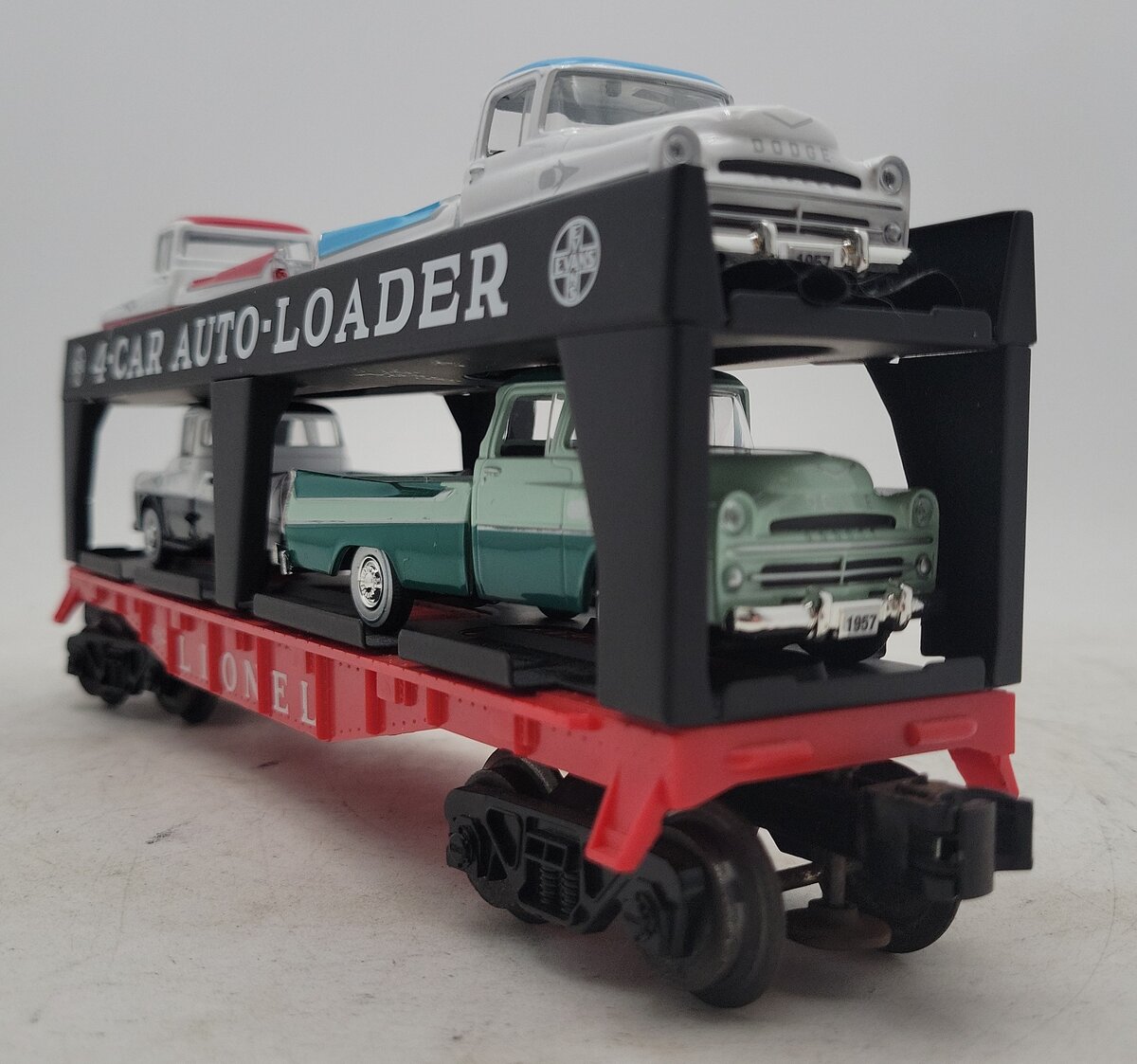 Lionel 6414 Vintage O Evans Autoloader with 4 Cheapie Autos - Rare Version EX