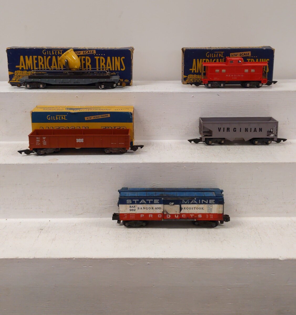 American Flyer Vintage S Postwar Freight Cars # 632, 982, 641, 630 & 42597 [5] VG