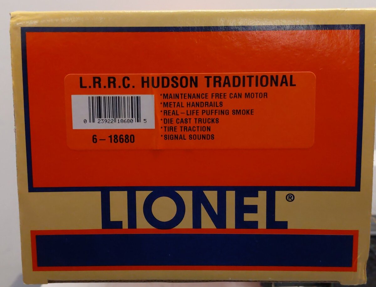 Lionel 6-18680 O L.R.R.C Hudson Traditional Steam Locomotive and Tender #2000 LN/Box