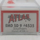 Atlas 4535 N Scale Southern Railway EMD SD-9 Diesel Locomotive #198 EX/Box