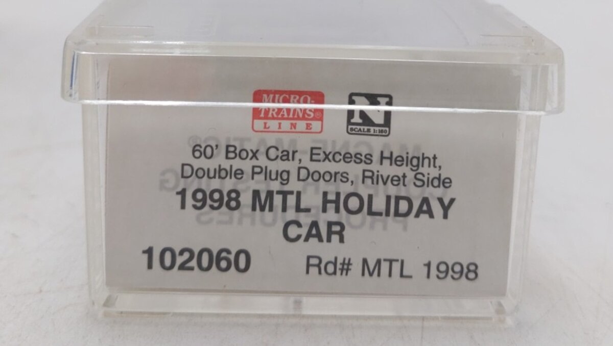 Micro-Trains 10200060 N MTL 60' Holiday Car Double Plug Door Boxcar #1998 LN/Box
