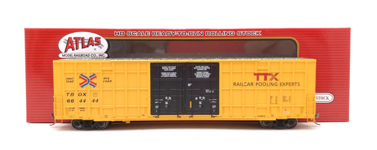 Atlas 20005923 HO TTX Master 60' Gunderson 7550 Double Door Box Car #664444 NIB