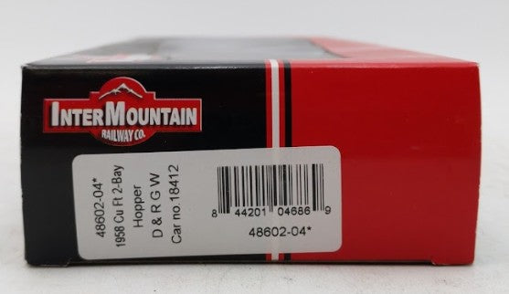 InterMountain 48602-04 HO Scale Denver & Rio Grande Western 2-Bay Hopper #18412 LN/Box