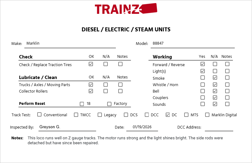 Marklin 88847 Z DB Christmas Cl 50 Heavy Steam Locomotive with Tender #50 2412 EX/Box