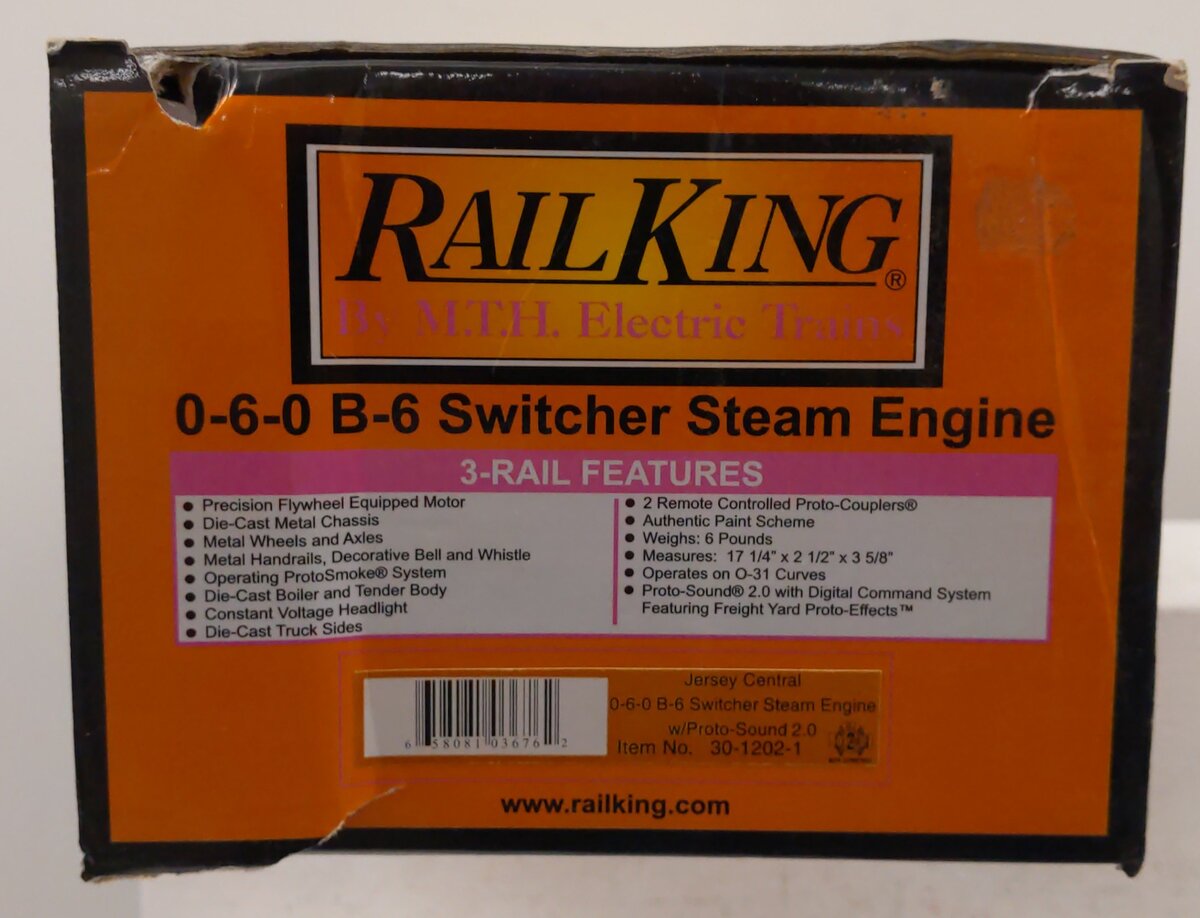 MTH 30-1202-1 O Jersey Central Switcher Steam Engine w/PS2 #105 EX/Box