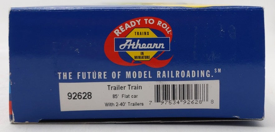 Athearn 92628 HO Trailer Train 85' Flat Car w/2- 40' Trailer #474668