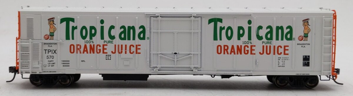 Red Caboose RR-34814-04 HO Tropicana R-70-15 White W/Orange Ends Boxcar #570 EX/Box
