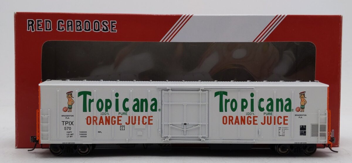 Red Caboose RR-34814-04 HO Tropicana R-70-15 White W/Orange Ends Boxcar #570 EX/Box