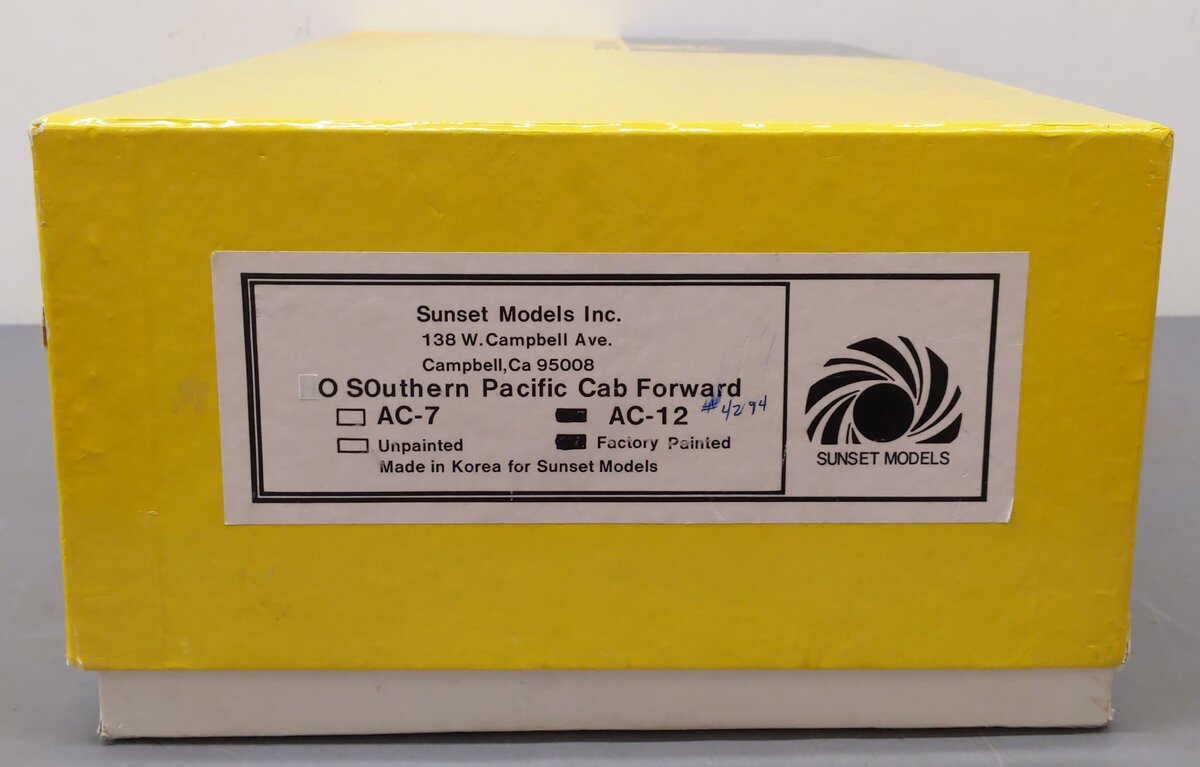 Sunset Models O Brass SP AC-12 4-8-8-2 Cab Forward Steam Engine #4294 (2-Rail) EX/Box