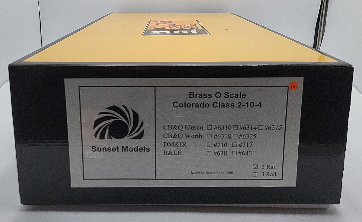 Sunset Models O 2-Rail Brass CB&Q Colorado Class 2-10-4 - Elesco #6314 LN/Box