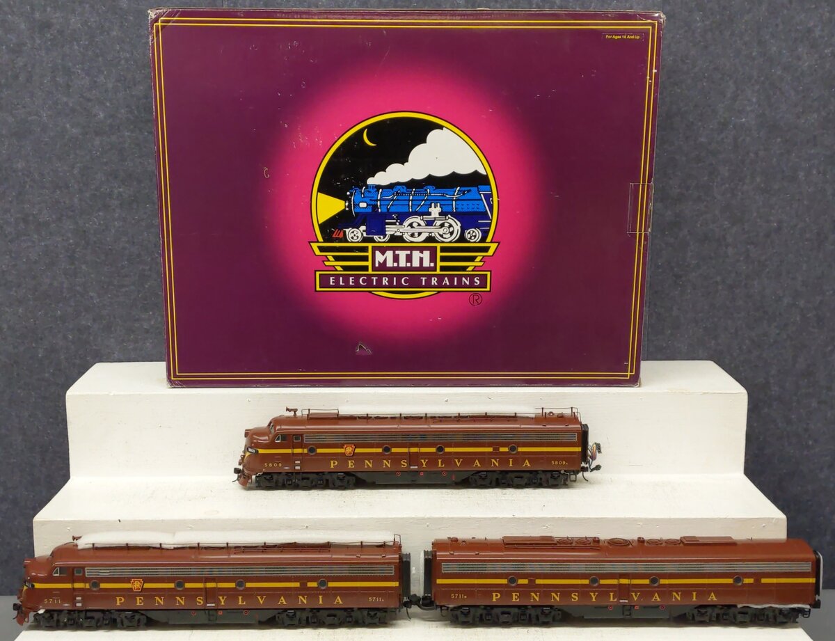 MTH 20-2894-1 O PRR E-8 ABA Diesel Engine Set w/PS 2.0 & DCC #5809A/5711A/5711B EX/Box