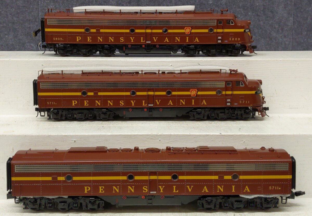 MTH 20-2894-1 O PRR E-8 ABA Diesel Engine Set w/PS 2.0 & DCC #5809A/5711A/5711B EX/Box