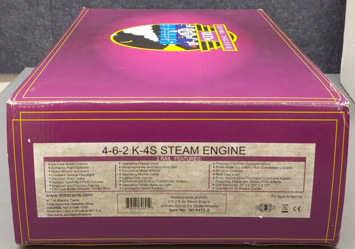 MTH 20-3472-2 O Gauge Pennsylvania K-4 Steam Locomotive w/PS 3.0 (2 Rail) NIB
