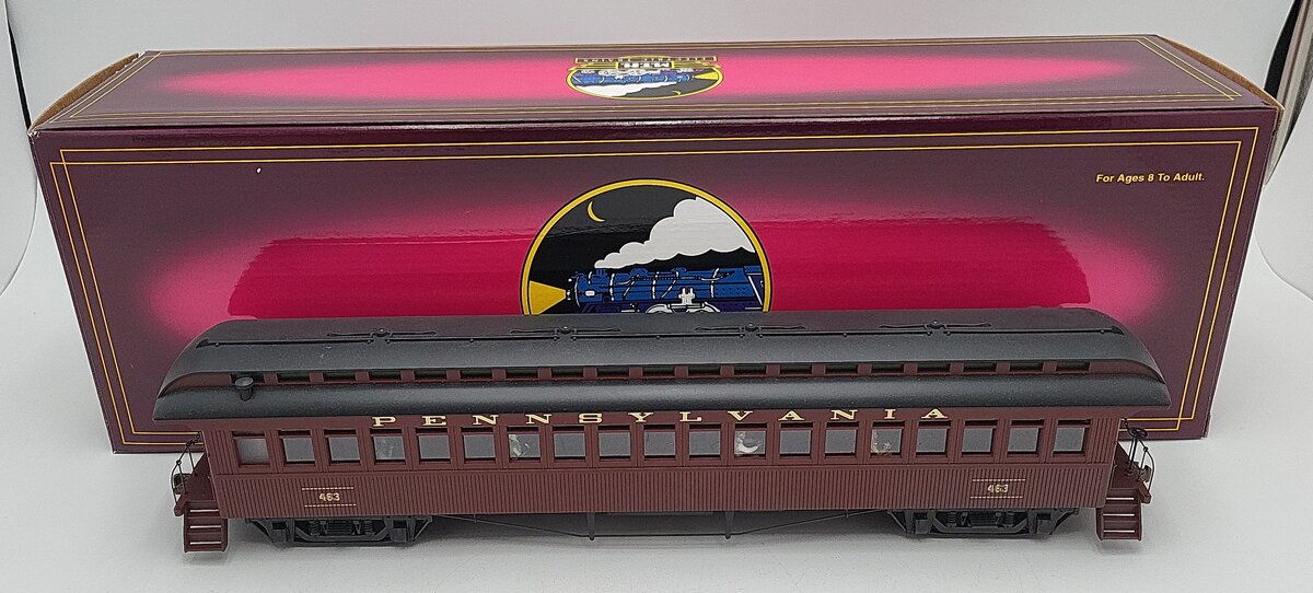 MTH 20-62004 O Scale Pennsylvania 64' Woodsided Coach Car #463 (2-Rail) LN/Box