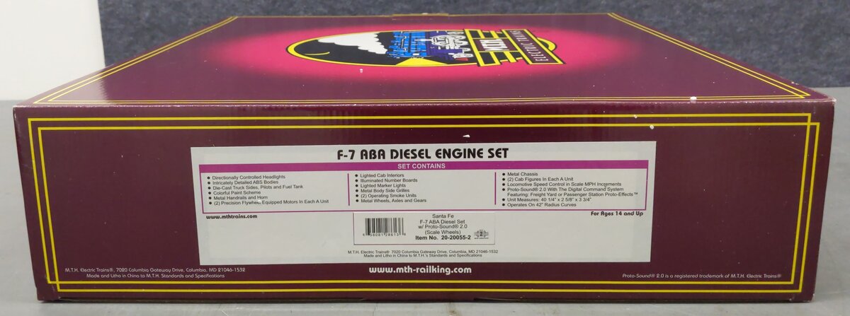 MTH 20-20055-2 O Santa Fe F-7 ABA Diesel Engine Set w/PS 2.0 #218L/218C/218A