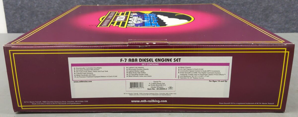 MTH 20-20055-2 O Santa Fe F-7 ABA Diesel Engine Set w/PS 2.0 #218L/218C/218A