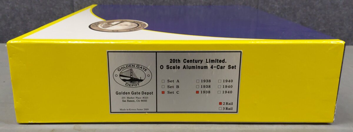 Golden Gate Depot O NYC 20th Century Limited Passenger Cars (Set of 4) - 2-Rail NIB