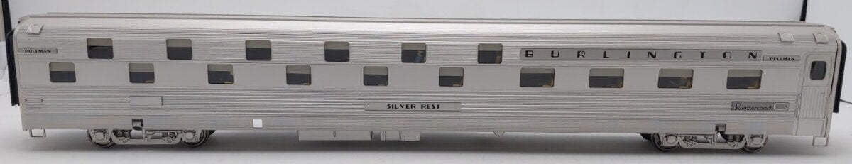 Golden Gate Depot O Scale CB&Q Aluminum Budd "Silver Rest" Slumber Coach (2Rail) EX/Box