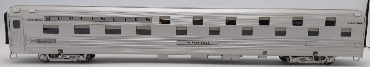 Golden Gate Depot O Scale CB&Q Aluminum Budd "Silver Rest" Slumber Coach (2Rail) EX/Box