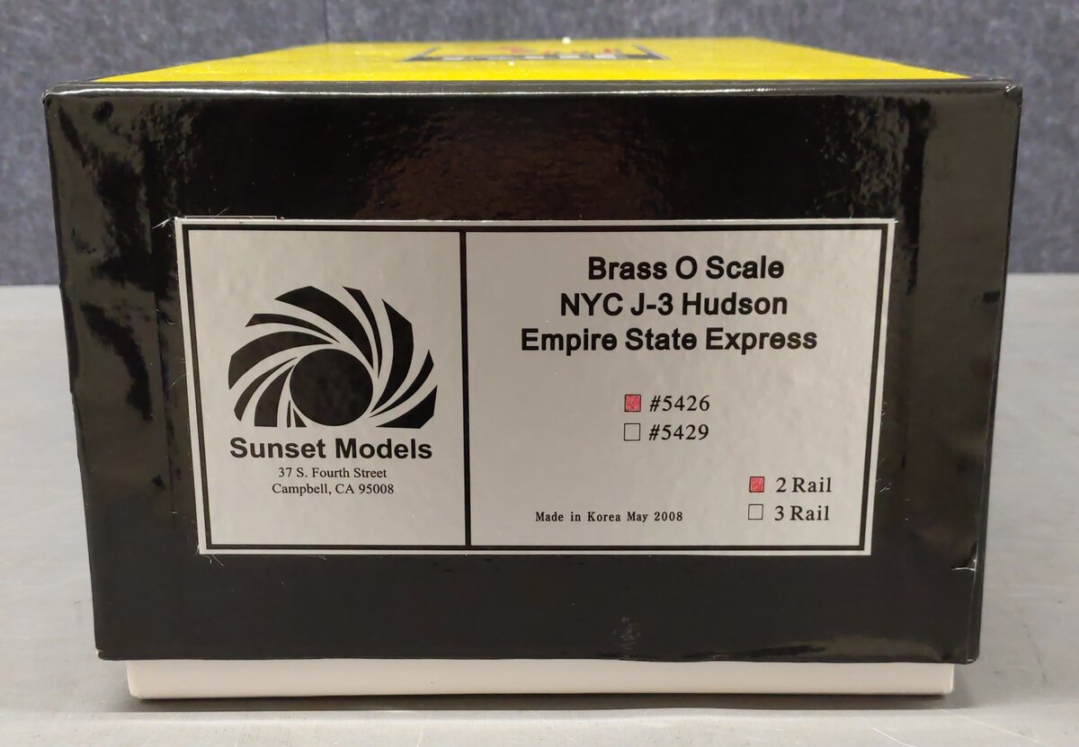 Sunset Models O Brass NYC J-3 Hudson Empire State Steam Engine & Tender #5426 EX/Box