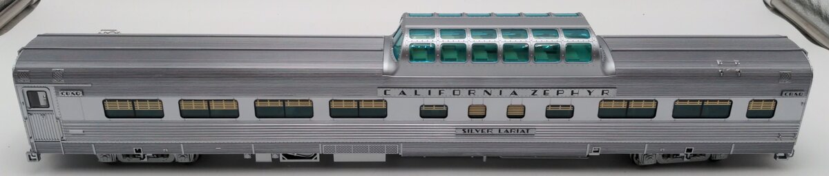 Atlas 3002151-2 O Scale CB&Q Cali Zephyr "Silver Lariat" Dome Car #4718 (2-Rail) EX/Box