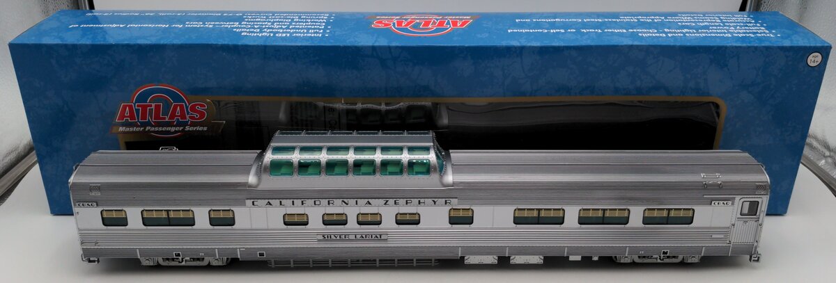 Atlas 3002151-2 O Scale CB&Q Cali Zephyr "Silver Lariat" Dome Car #4718 (2-Rail) EX/Box