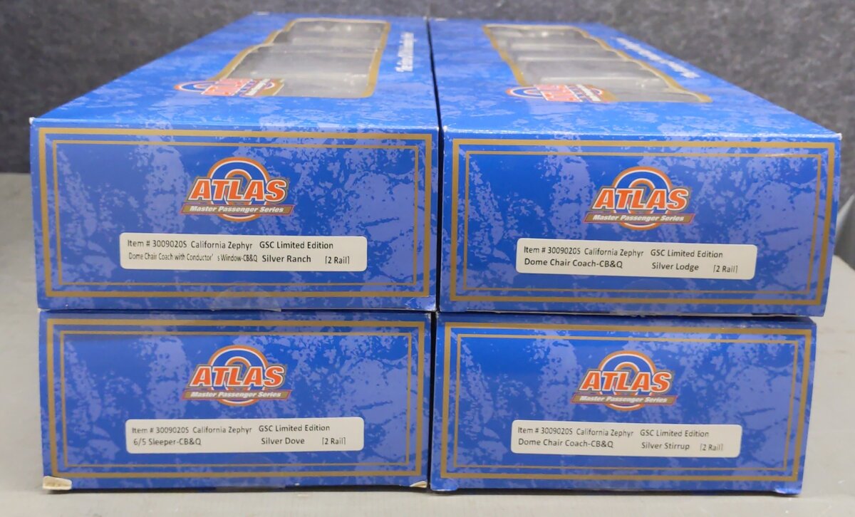 Atlas 3009020S O CB&Q GSC Ltd Edition California Zephyr Passenger Car 2-Rail Set LN/Box