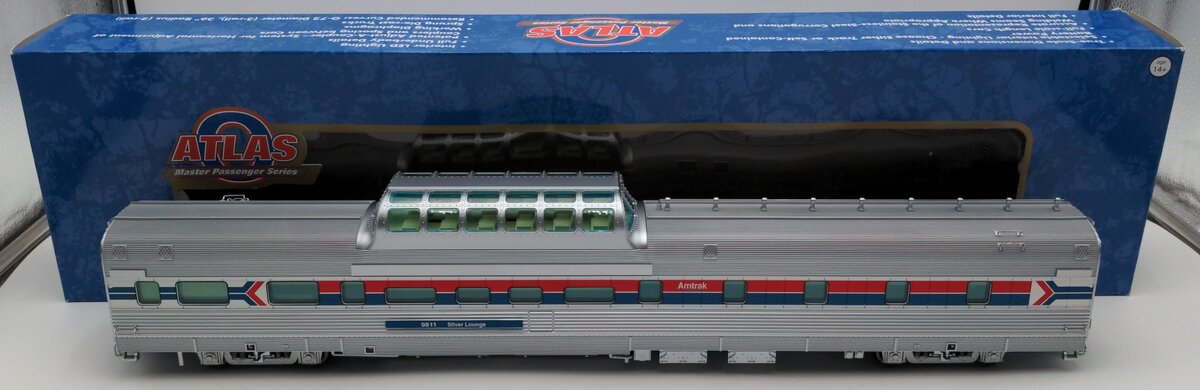 Atlas 3009009-2 O Scale Amtrak "Silver Lounge" Buffet Dome Car #9811 (2-Rail) LN/Box