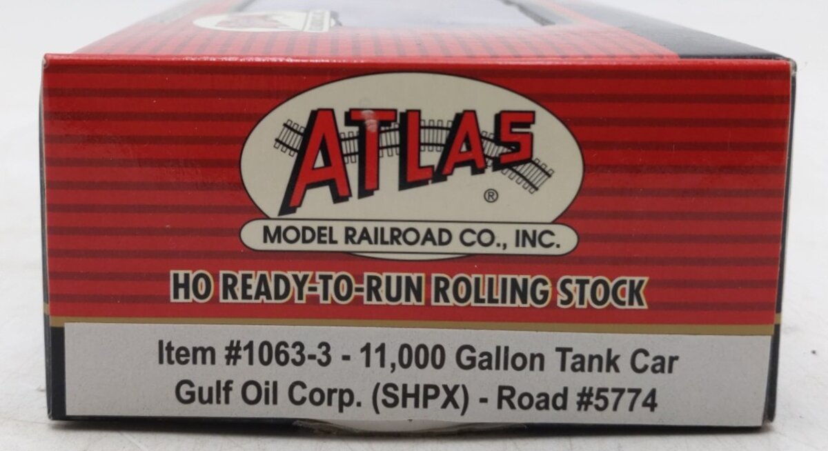 Atlas 1063-3 HO Gulf Oil Corp SHPX 11,000 Gal. Tank Car #5774 MT/Box