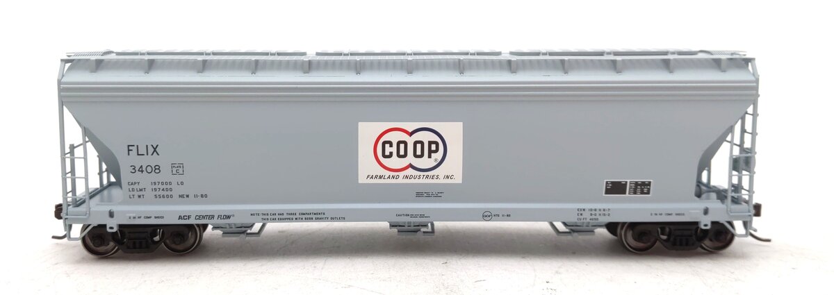 Atlas 20006942 HO Farmland CO-OP FLIX ACF 4650 Centerflow Hopper # 3408