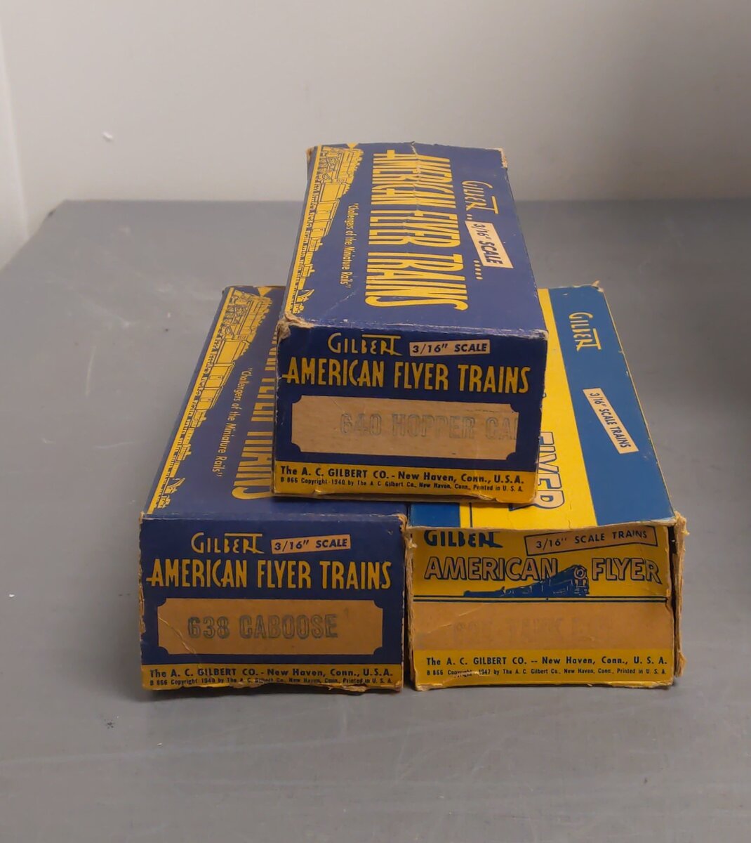 American Flyer Vintage S Postwar Freight Cars # 804, 7210, 625G, 640 & 638 [5] EX