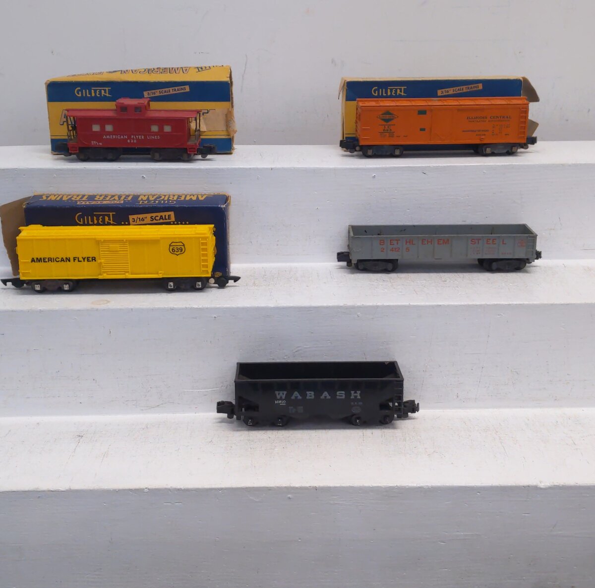 American Flyer Vintage S Freight Cars # 24125, 630, 639, 623 & Custom Hopper [5]