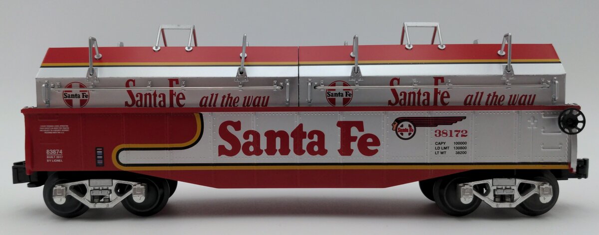 Lionel 6-83874 O Gauge Santa Fe Gondola w/ Coil Cover #38172 EX/Box