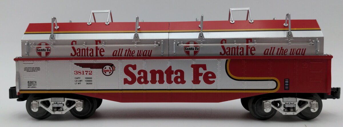Lionel 6-83874 O Gauge Santa Fe Gondola w/ Coil Cover #38172 EX/Box