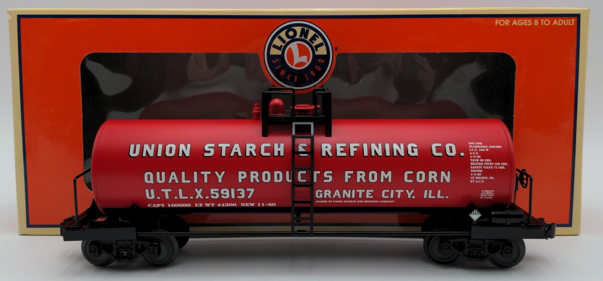 Lionel 6-17927 O Gauge Union Starch Unibody Single Dome Tank Car #59137 EX/Box