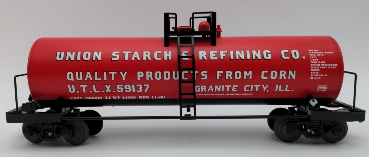 Lionel 6-17927 O Gauge Union Starch Unibody Single Dome Tank Car #59137 EX/Box