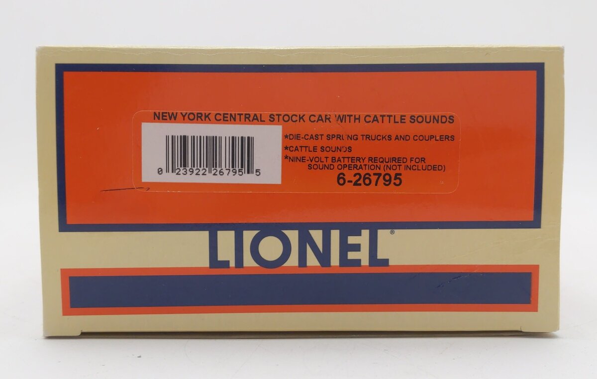Lionel 6-26795 O Gauge New York Central Stock Car w/Cattle Sounds LN/Box