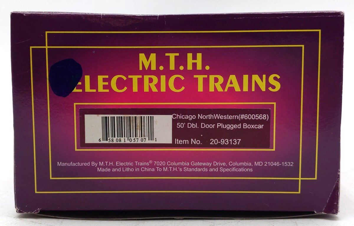 MTH 20-93137 O Gauge Chicago & North Western 50' Double Door Boxcar #600568 NIB