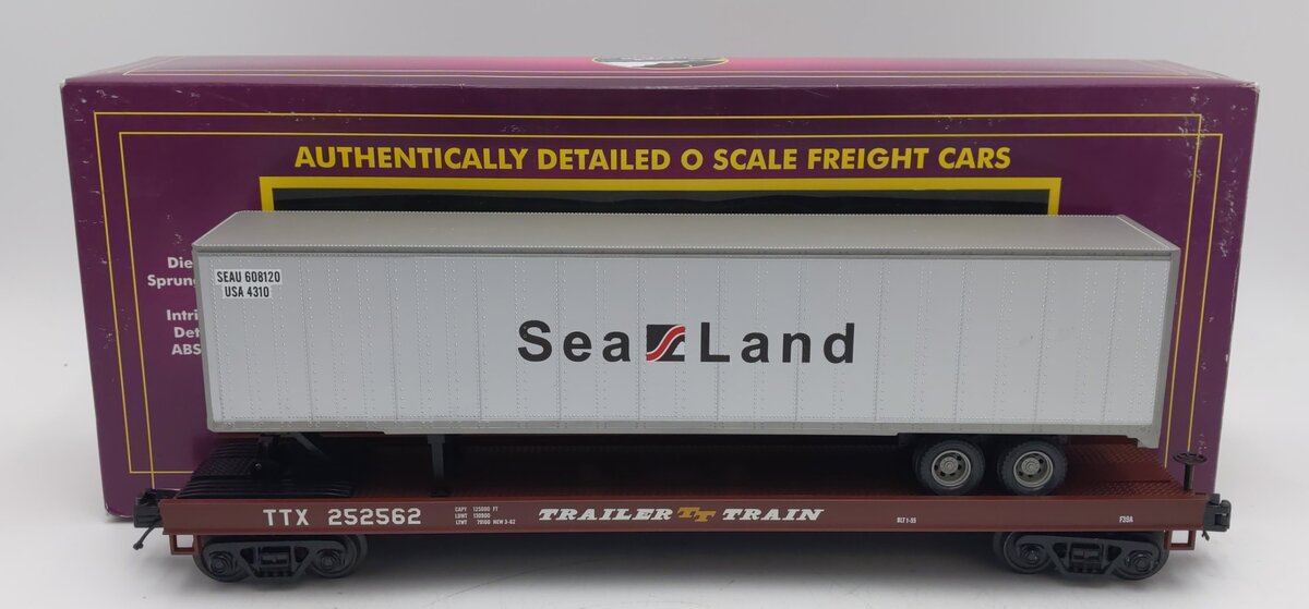 MTH 20-98863 O Gauge TTX Flatcar w/48' Trailer #252562