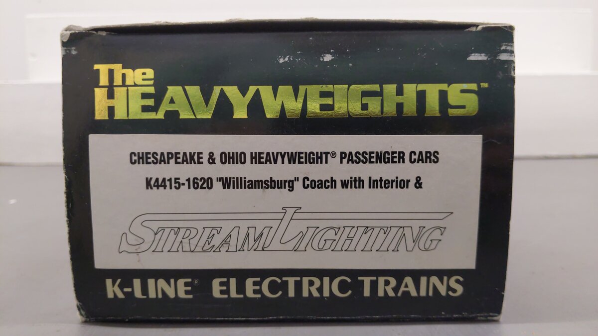 K-Line K4415-1620 O Gauge C&O "Williamsburg" 18" Heavyweight Coach Car #1620 EX/Box