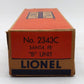 Lionel 2343C Vintage O Santa Fe F-3 Screen Top Non-Pwd. B-Unit Diesel Locomotive VG/Box